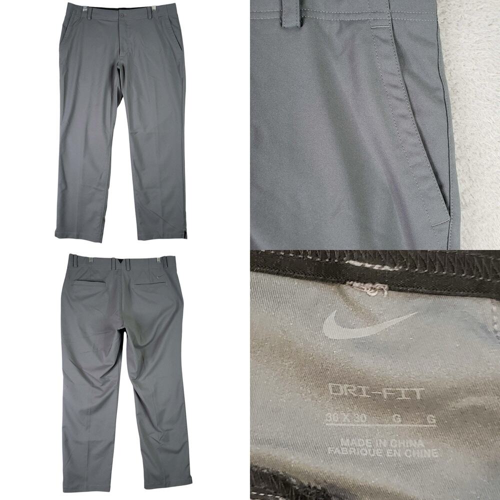 Nike Golf Pants Dri-Fit Men’s Size 36x30 Gray Straight Leg Chino Flat Front